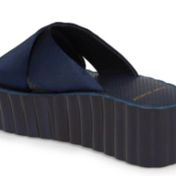 NIB! Tory Burch Scallop Wedge Flip Flop Satin size 10 Perfect Navy NWT - Picture 5 of 11